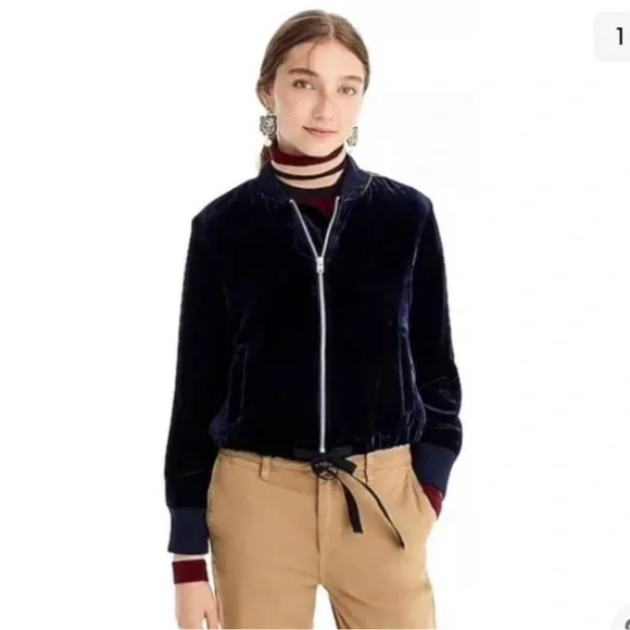 NWTs J Crew Velvet Bomber Jacket - Picture 2 of 16